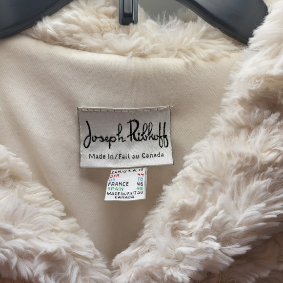 Joseph Ribkoff - lvory Faux Fur Zip-Up Hooded Jacket w/ Front Embellishments - Picture 9 of 11